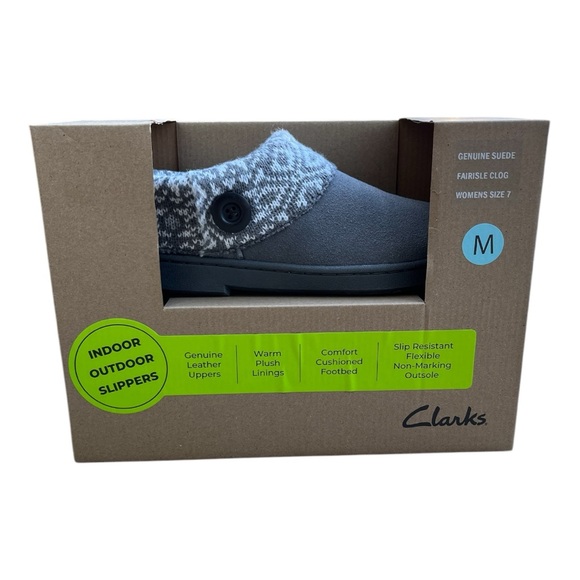 Clark’s Fairisle Clog Genuine Suede Women’s Size 7 Grey - Picture 5 of 5